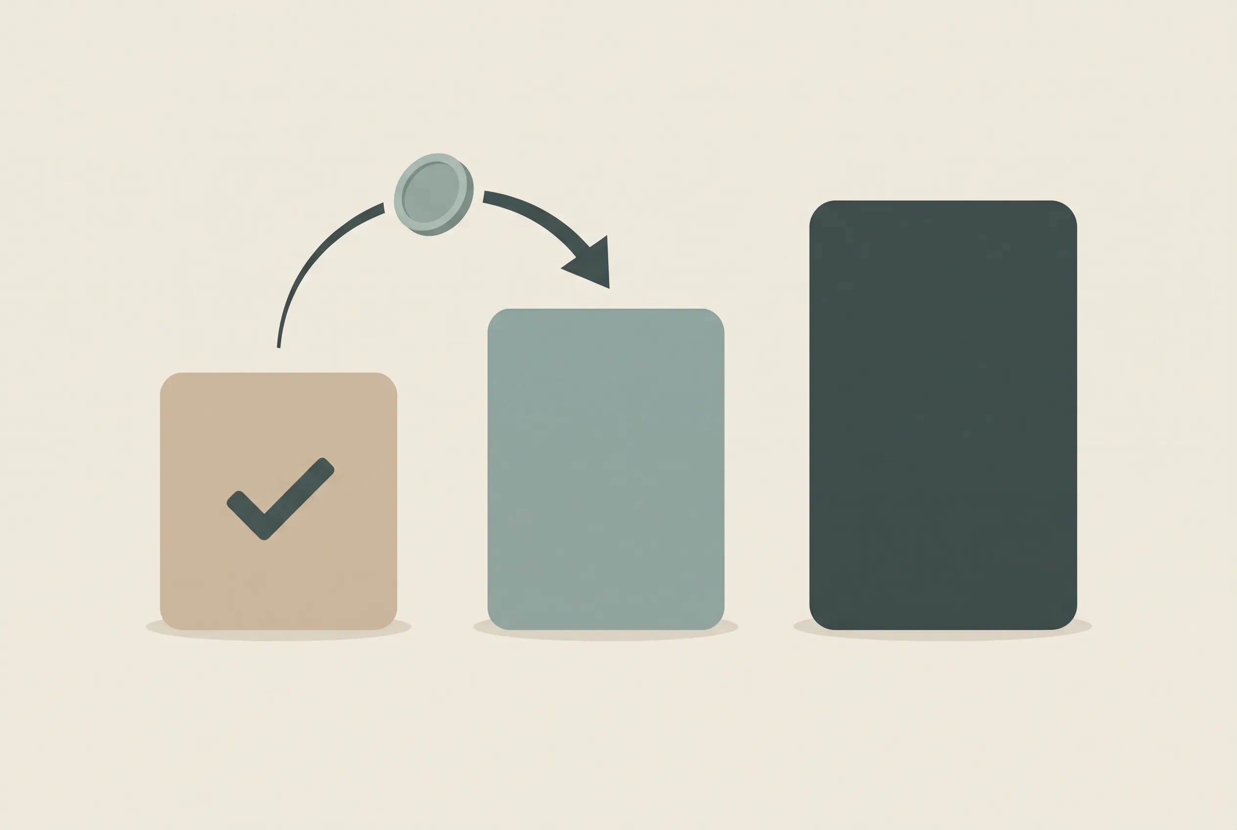Three-step rollover illustration showing one cleared debt payment moving to the next row